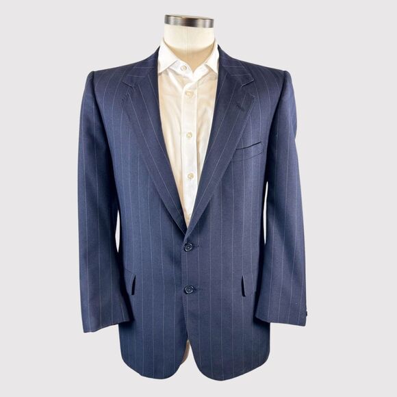 Lanvin Mens Blazer Blue Pinstriped Sports Coat Suit Jacket Size US 40